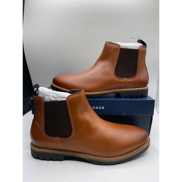 Cole Haan Men's Leather Water Resistant Lug Sole Chelsea Boots Size 8.5M NIB - Picture 1 of 5